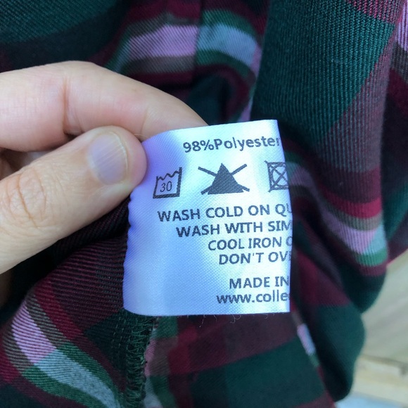 Collectif Kayden Festive Check Dungaree Dress Size XS Red Green Plaid Pinafore - Picture 11 of 14